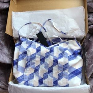 👗Banana Republic blue indigo, pink and white dress